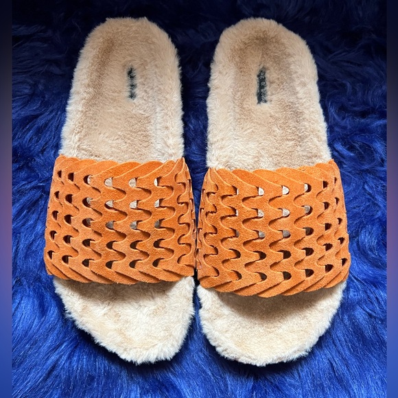 New! RAG & BONE Bailey Faux Shearling Lined Slippers Slides - Picture 3 of 9